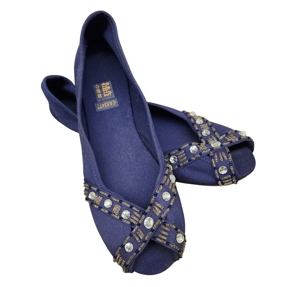 The‎ Earth Collection Embellished hand sewn Ballet Flats Blue Gypsy size 9